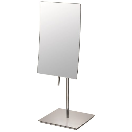 Minimalist Rectangular Single-Sided 3X Freestanding Mirror, Chrome Finish